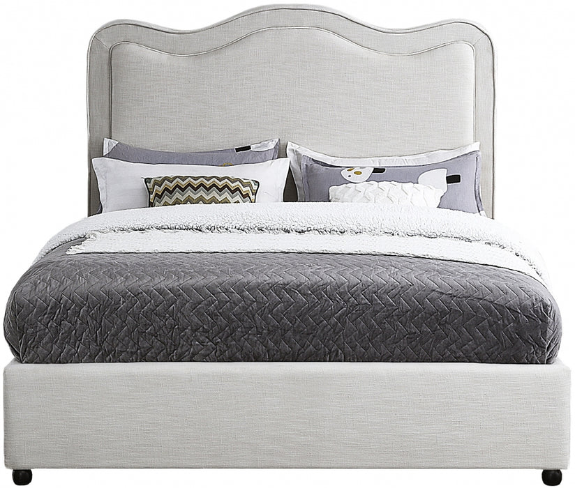 Felix Linen Textured Fabric King Bed Cream - FelixCream-K