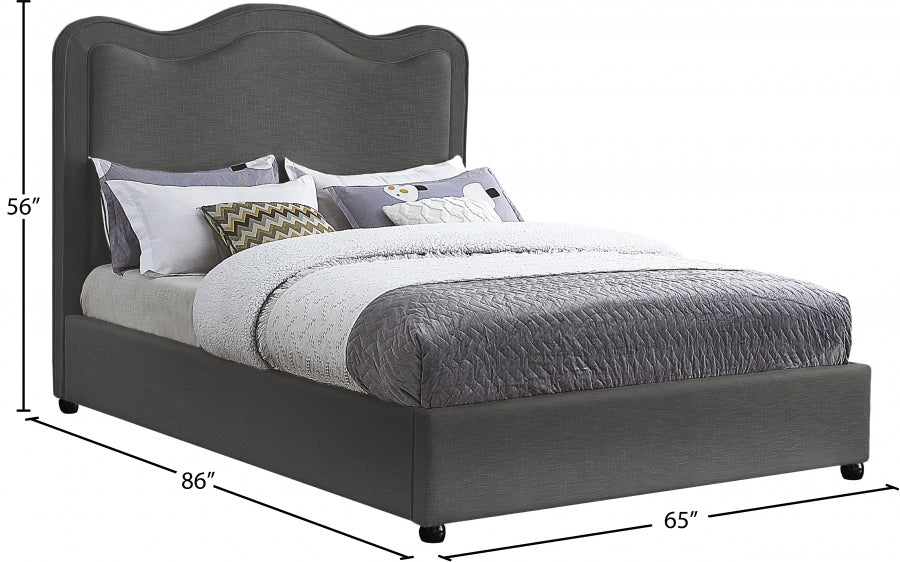 Felix Linen Textured Fabric King Bed Grey - FelixGrey-K