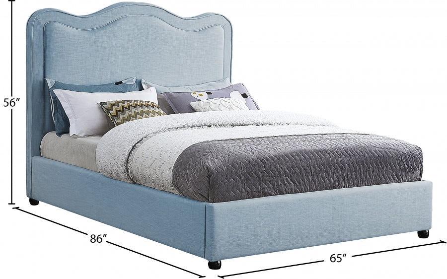 Felix Linen Textured Fabric King Bed Light Blue - FelixSkyBlu-K