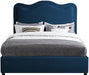 Felix Linen Textured Fabric Queen Bed Blue - FelixNavy-Q