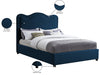 Felix Linen Textured Fabric Queen Bed Blue - FelixNavy-Q