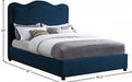 Felix Linen Textured Fabric Queen Bed Blue - FelixNavy-Q