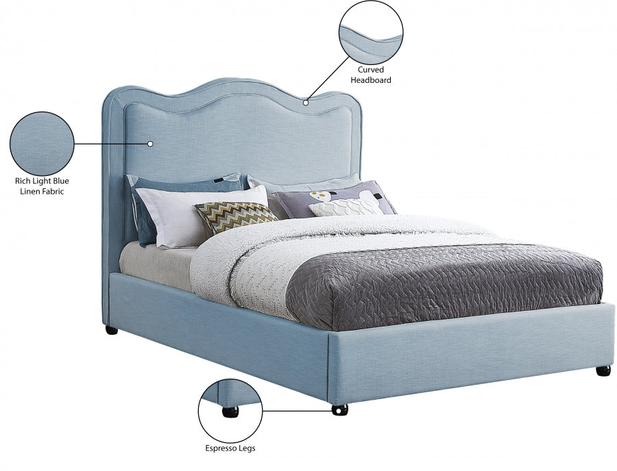 Felix Linen Textured Fabric Queen Bed Light Blue - FelixSkyBlu-Q