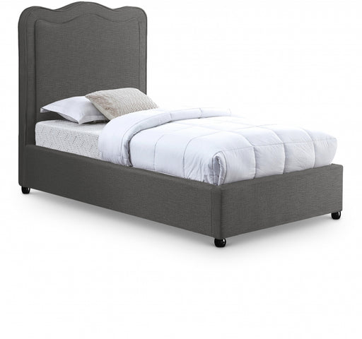 Felix Linen Textured Fabric Twin Bed Grey - FelixGrey-T