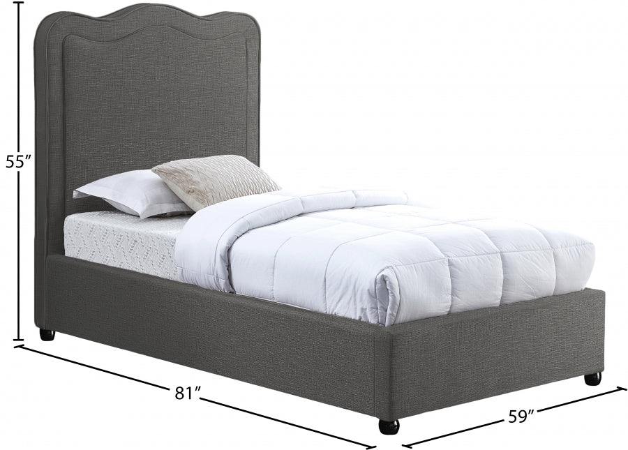 Felix Linen Textured Fabric Twin Bed Grey - FelixGrey-T