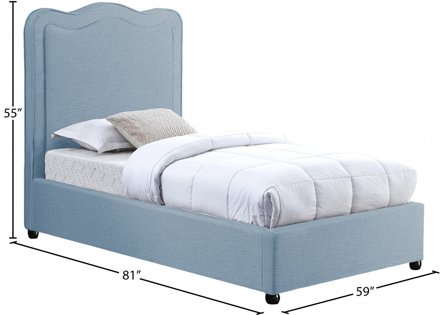 Felix Linen Textured Fabric Twin Bed Light Blue - FelixSkyBlu-T