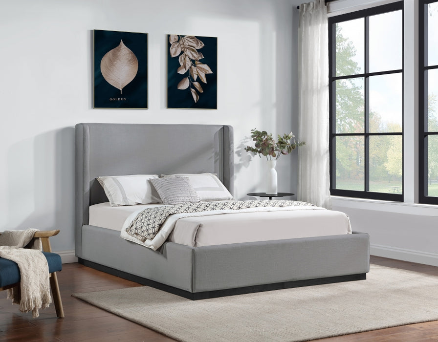 Flynn Linen Textured Fabric Full Bed Grey - FlynnGrey-F