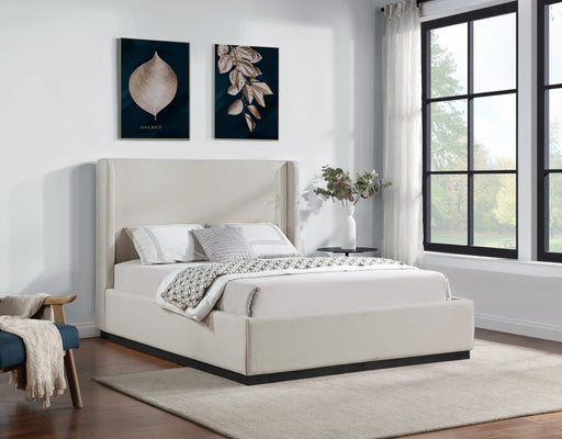 Flynn Linen Textured Fabric King Bed Beige - FlynnBeige-K