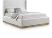 Flynn Linen Textured Fabric King Bed Cream - FlynnCream-K