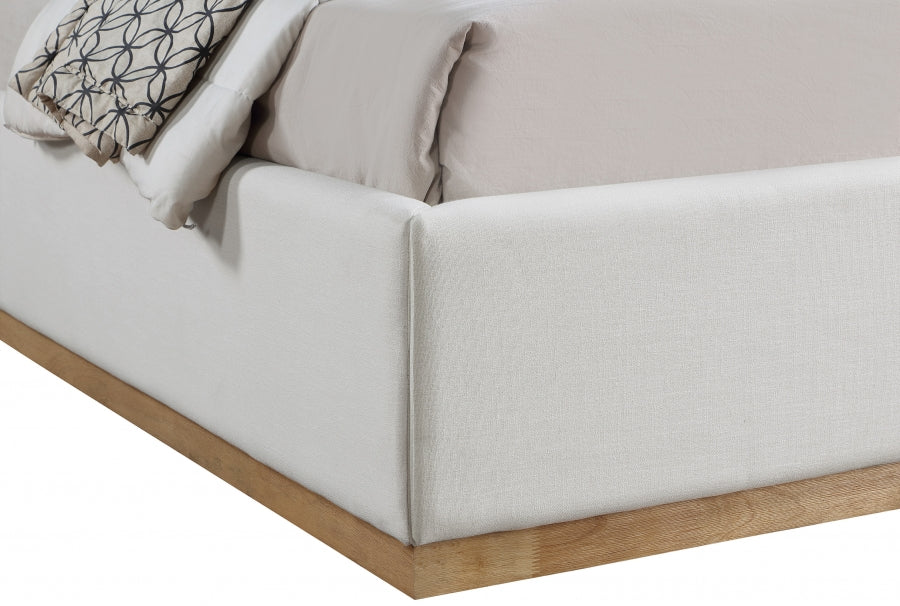 Flynn Linen Textured Fabric King Bed Cream - FlynnCream-K