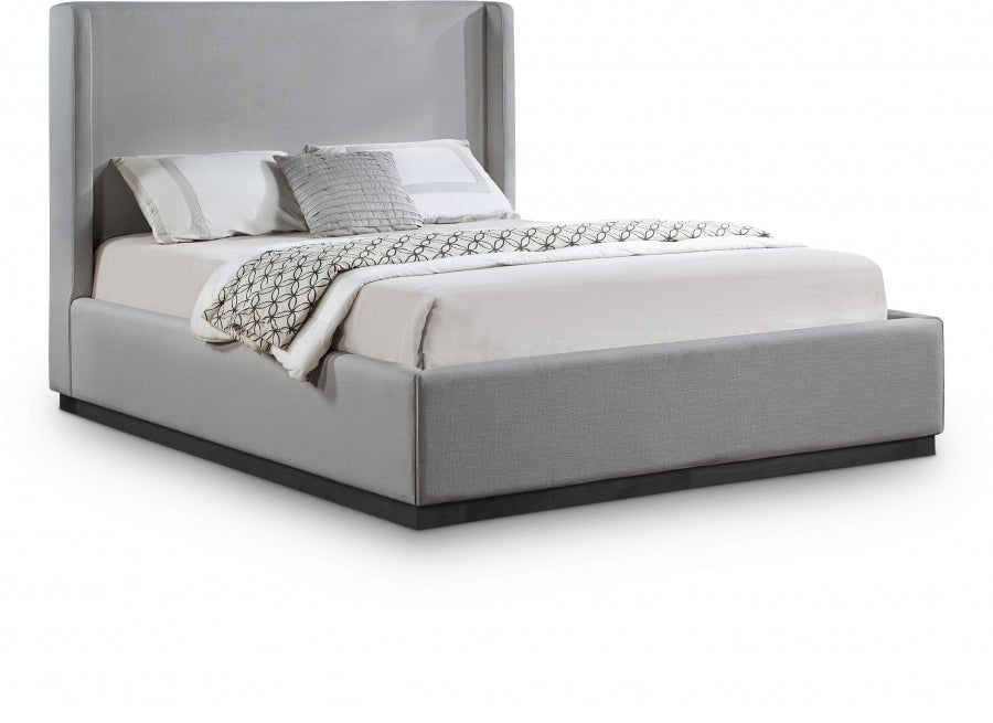 Flynn Linen Textured Fabric King Bed Grey - FlynnGrey-K