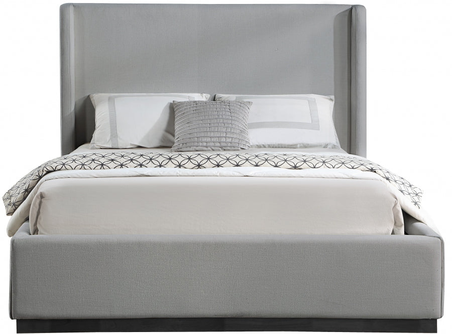 Flynn Linen Textured Fabric King Bed Grey - FlynnGrey-K