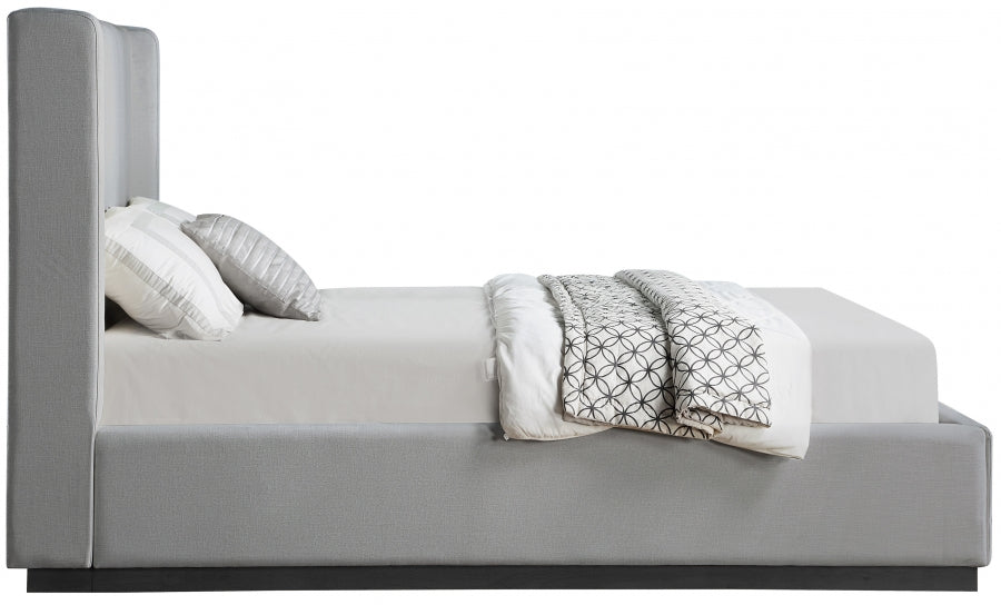 Flynn Linen Textured Fabric King Bed Grey - FlynnGrey-K