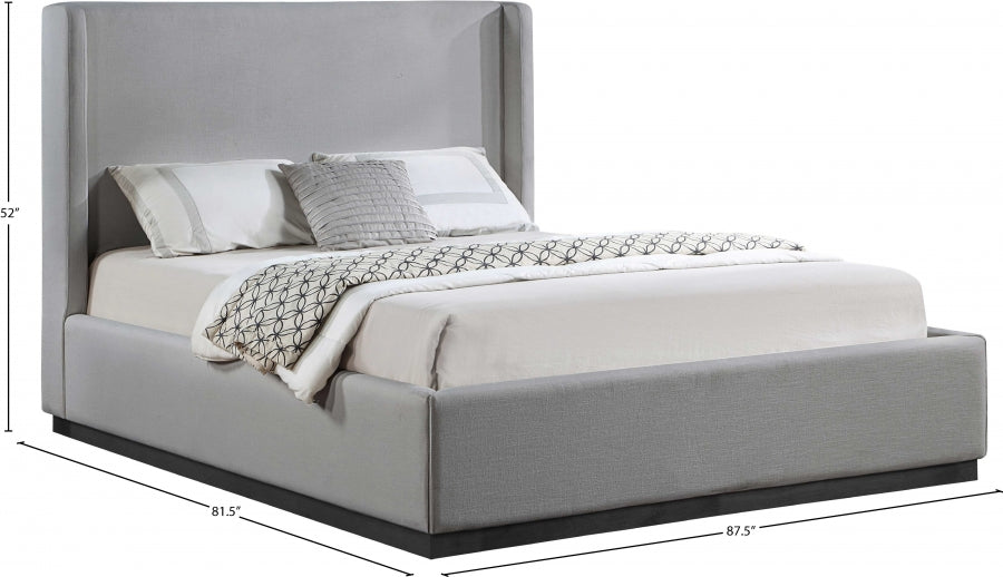 Flynn Linen Textured Fabric King Bed Grey - FlynnGrey-K