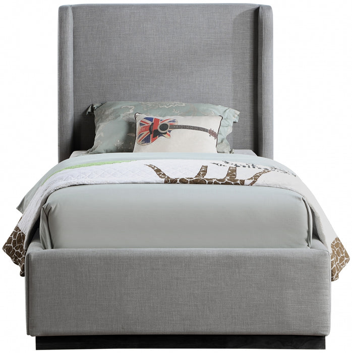 Flynn Linen Textured Fabric Twin Bed Grey - FlynnGrey-T