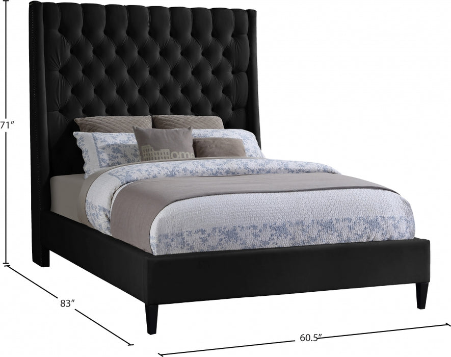 Fritz Velvet Full Bed Black - FritzBlack-F