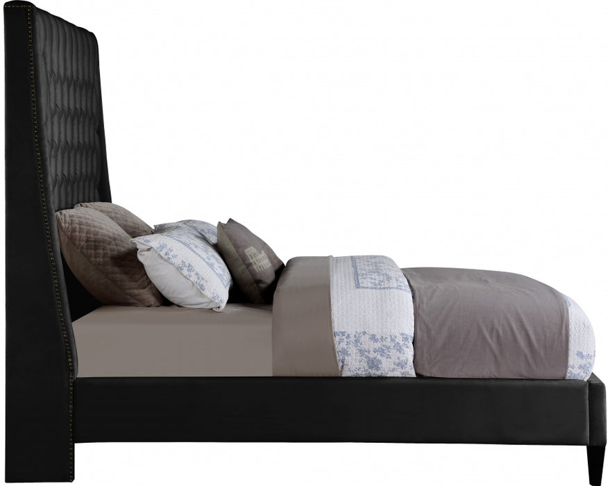 Fritz Velvet Full Bed Black - FritzBlack-F