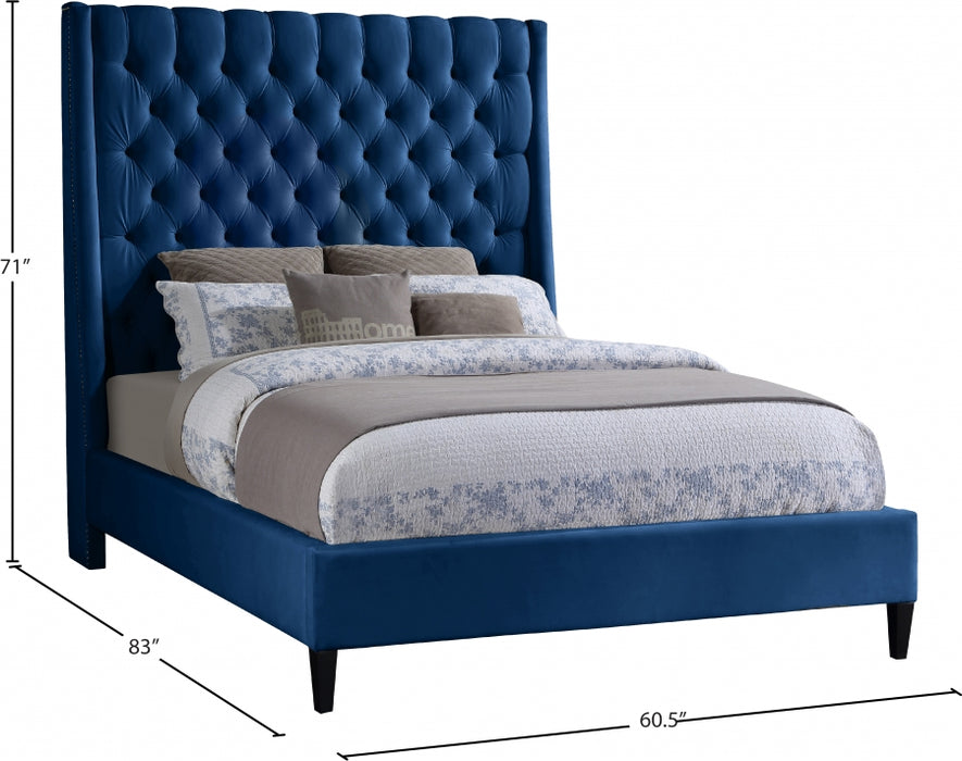 Fritz Velvet Full Bed Blue - FritzNavy-F