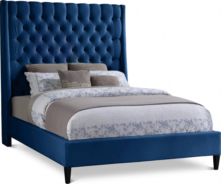 Fritz Velvet Full Bed Blue - FritzNavy-F