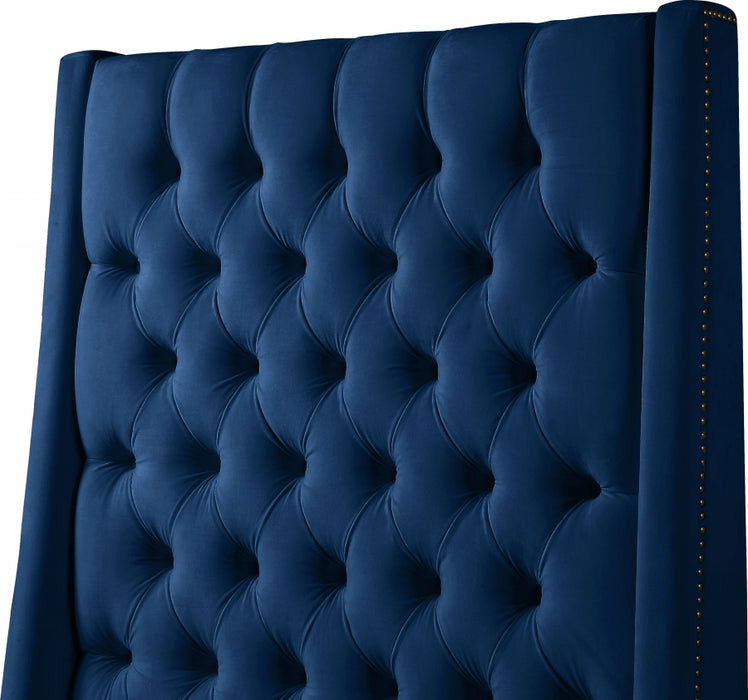 Fritz Velvet Full Bed Blue - FritzNavy-F