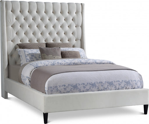 Fritz Velvet Full Bed Cream - FritzCream-F