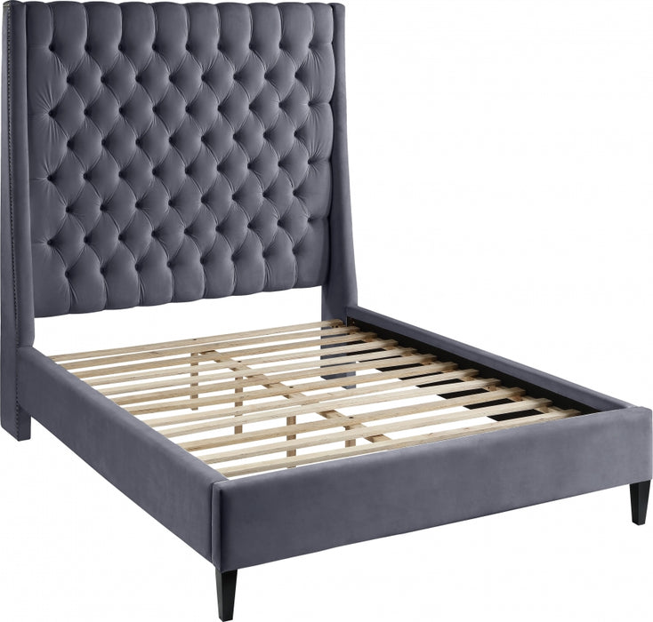 Fritz Velvet Full Bed Grey - FritzGrey-F