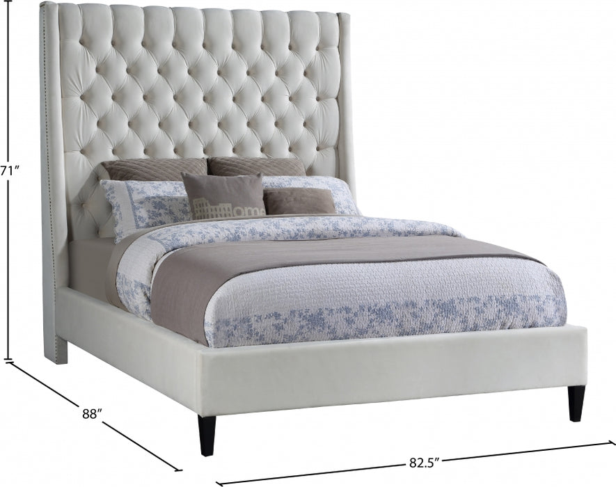 Fritz Velvet King Bed Cream - FritzCream-K