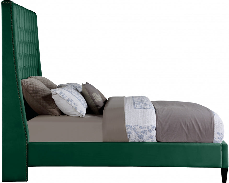 Fritz Velvet King Bed Green - FritzGreen-K