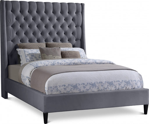 Fritz Velvet King Bed Grey - FritzGrey-K