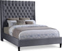 Fritz Velvet King Bed Grey - FritzGrey-K