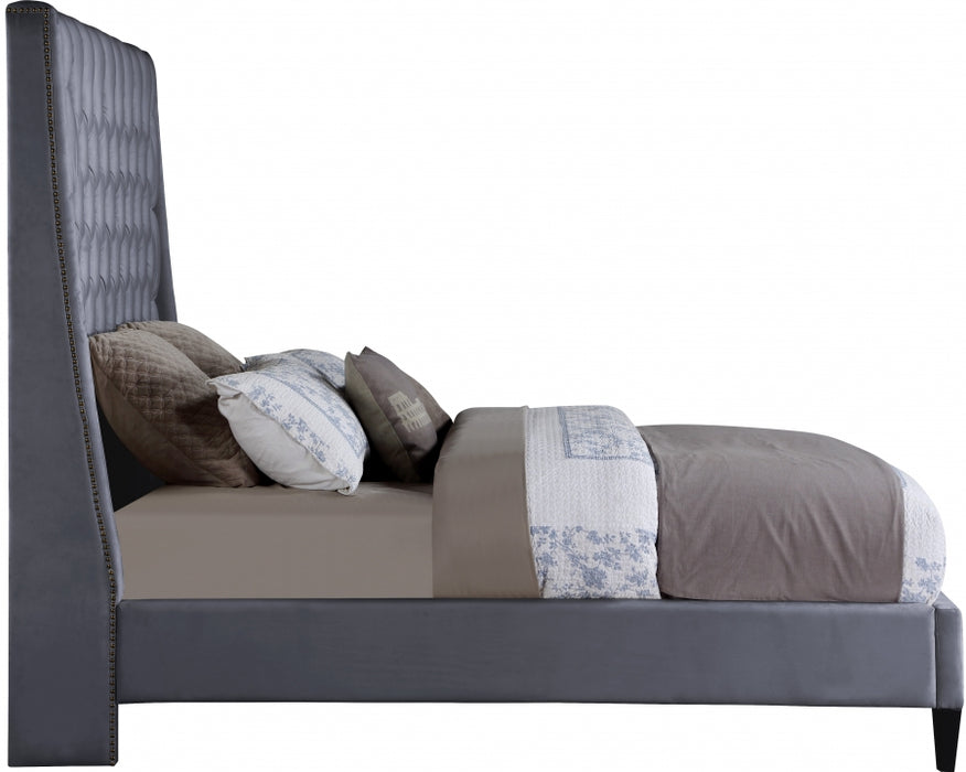 Fritz Velvet King Bed Grey - FritzGrey-K