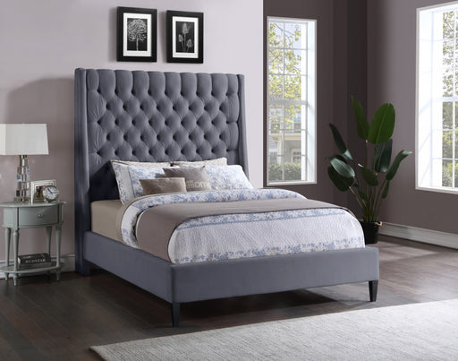 Fritz Velvet Queen Bed Grey - FritzGrey-Q