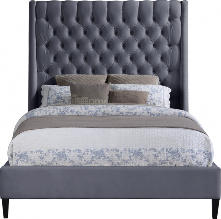 Fritz Velvet Queen Bed Grey - FritzGrey-Q