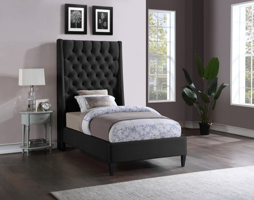 Fritz Velvet Twin Bed Black - FritzBlack-T