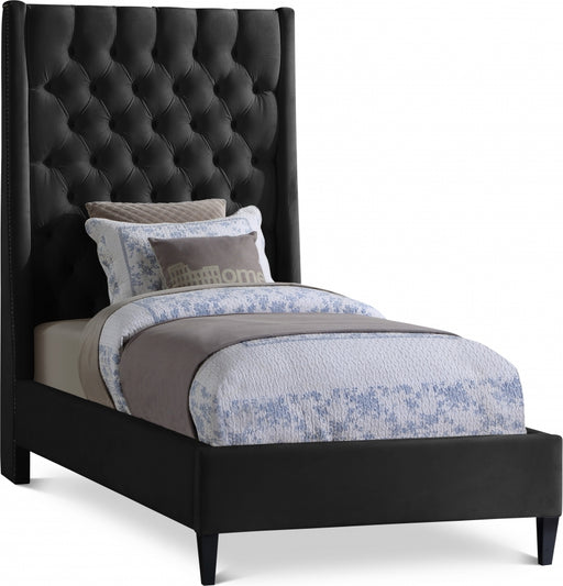 Fritz Velvet Twin Bed Black - FritzBlack-T