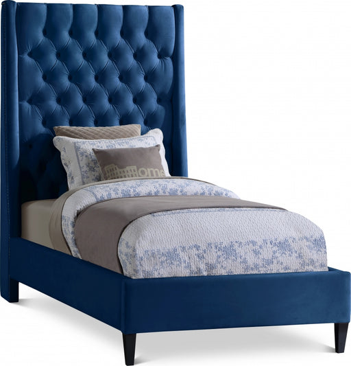 Fritz Velvet Twin Bed Blue - FritzNavy-T