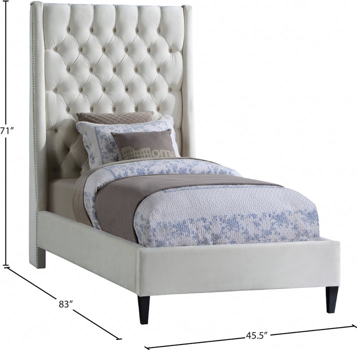 Fritz Velvet Twin Bed Cream - FritzCream-T