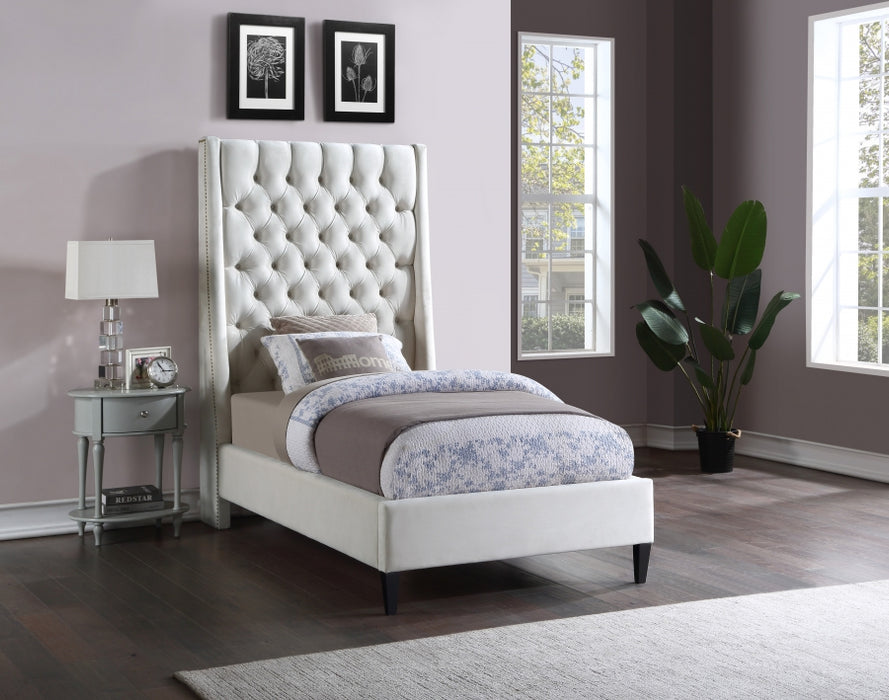 Fritz Velvet Twin Bed Cream - FritzCream-T