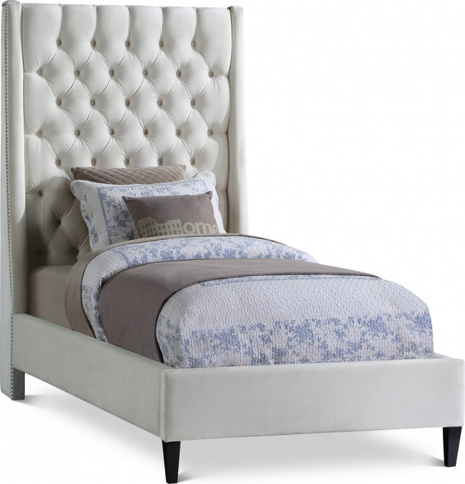 Fritz Velvet Twin Bed Cream - FritzCream-T