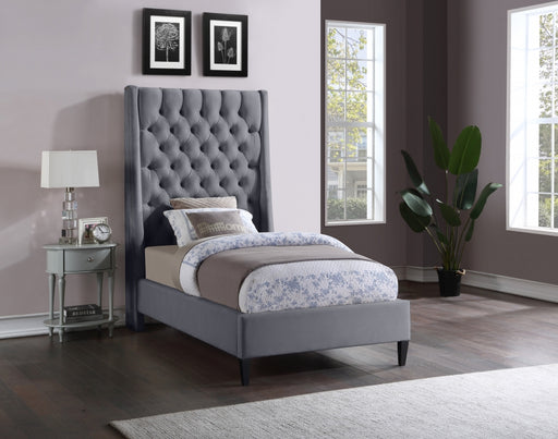 Fritz Velvet Twin Bed Grey - FritzGrey-T