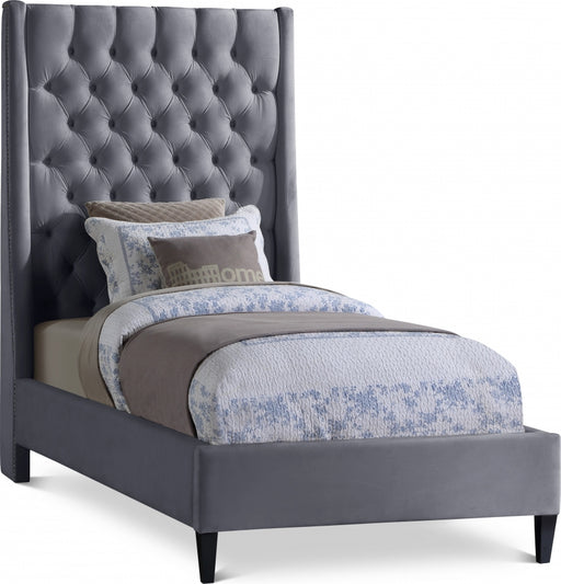 Fritz Velvet Twin Bed Grey - FritzGrey-T