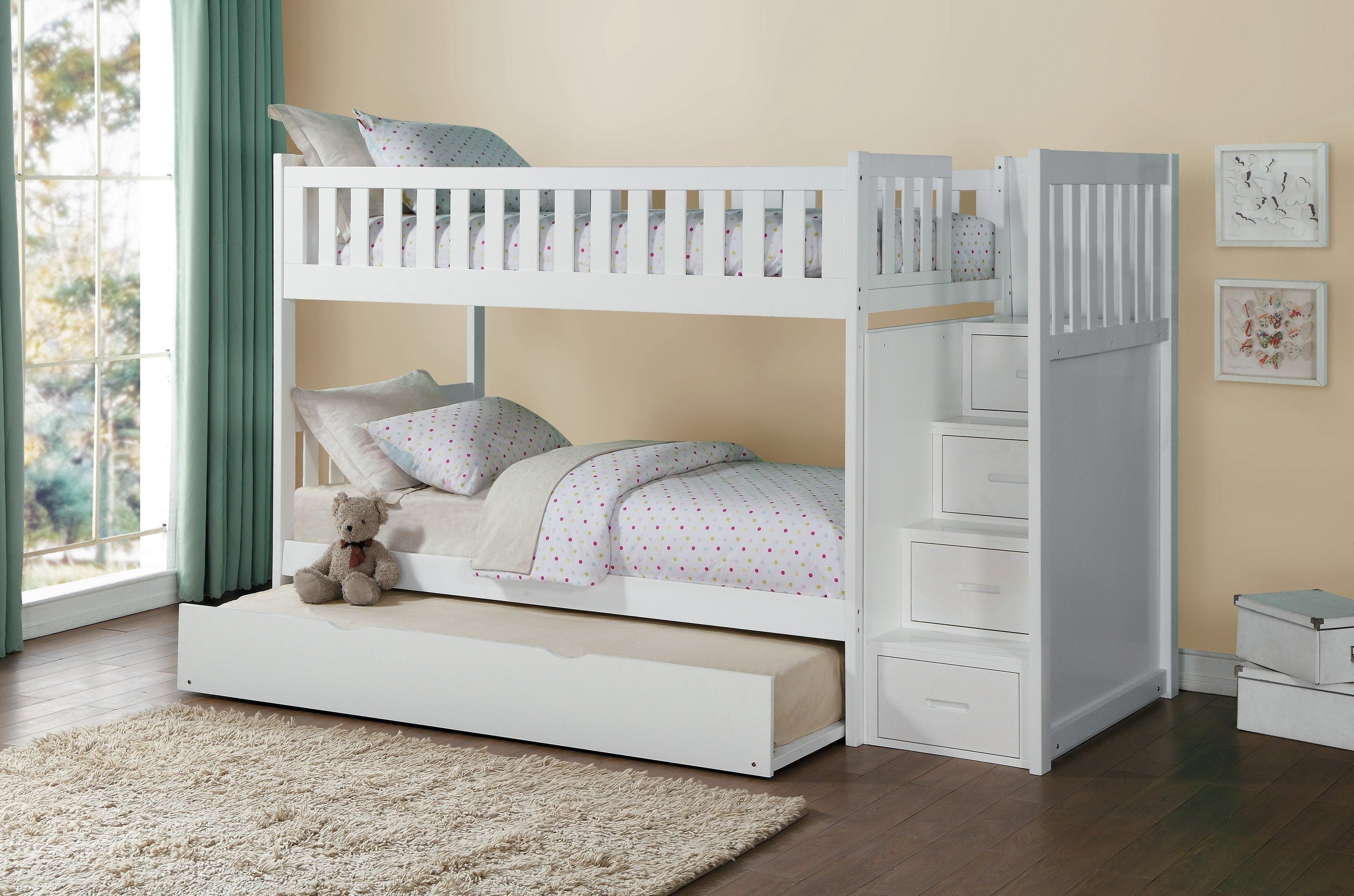 Galen White Twin/Twin Reversible Step Storage Bunk Bed ...