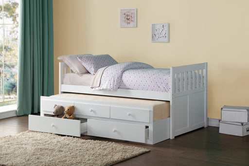 Galen White Twin/Twin Trundle Captain Bed | B2053 - B2053PRW-1 - Gate Furniture