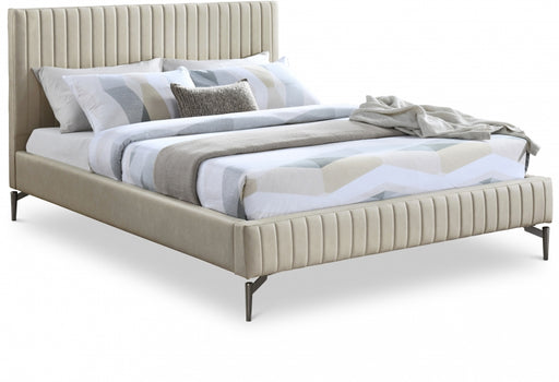 Gallo Vegan Leather Full Bed Beige - GalloBeige-F