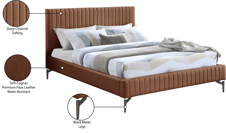 Gallo Vegan Leather Full Bed Cognac - GalloCognac-F