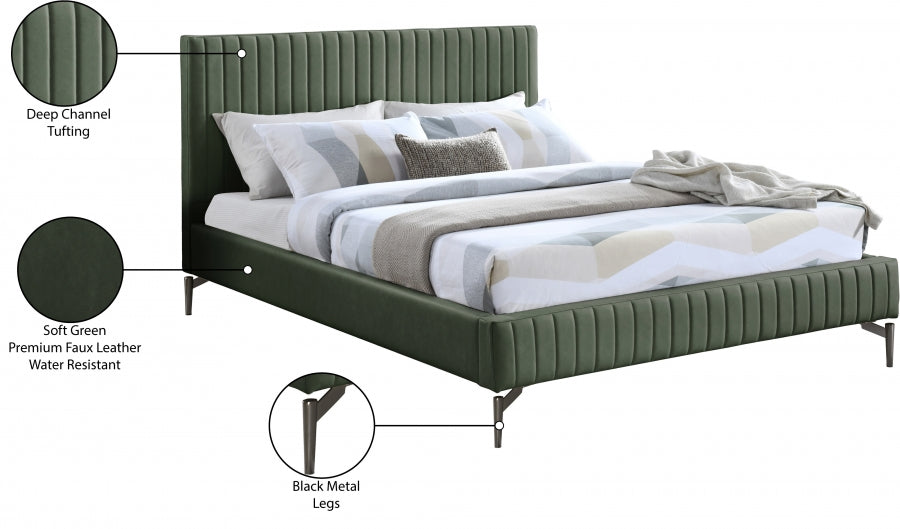 Gallo Vegan Leather King Bed Green - GalloGreen-K