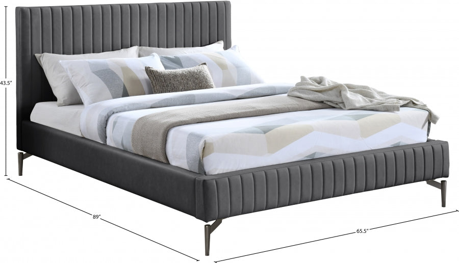 Gallo Vegan Leather Queen Bed Grey - GalloGrey-Q