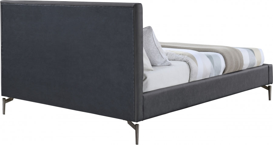 Gallo Vegan Leather Queen Bed Grey - GalloGrey-Q