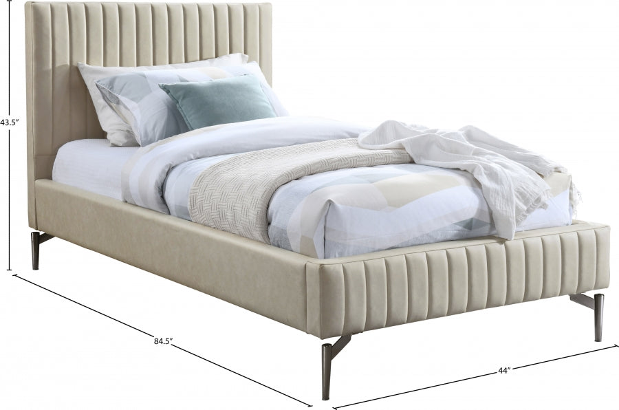 Gallo Vegan Leather Twin Bed Beige - GalloBeige-T