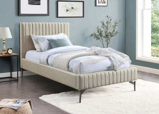 Gallo Vegan Leather Twin Bed Beige - GalloBeige-T